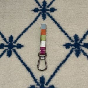 Coach Y2K Vintage Legacy Stripe Colorblock Leather Keychain Bag Charm - Multi